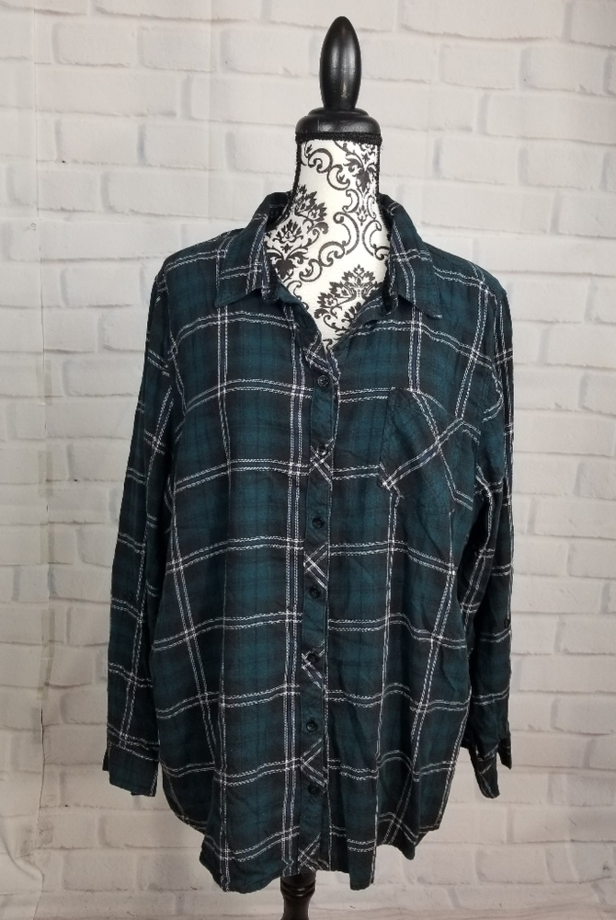 Westport women's long sleeve stripe print button front shirt plus size 3x rr03
